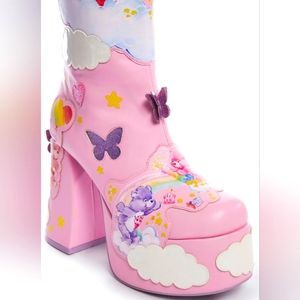 Dolls Kill Pink Care Bears Twinklet's Kiss Platform Boots size 7 New in Box